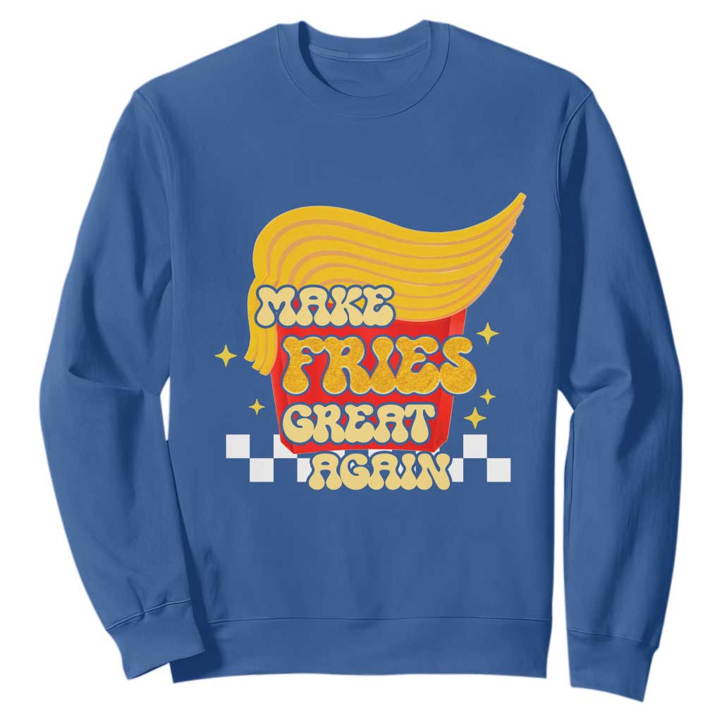 Funny Fries Sweatshirt Make Fries Great Again Checkered TS10 Royal Blue Print Your Wear