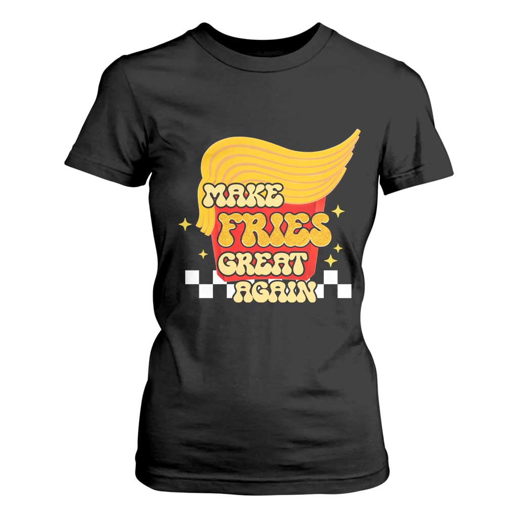 Funny Fries T Shirt For Women Make Fries Great Again Checkered TS10 Black Print Your Wear