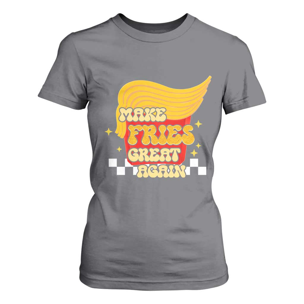 Funny Fries T Shirt For Women Make Fries Great Again Checkered TS10 Charcoal Print Your Wear