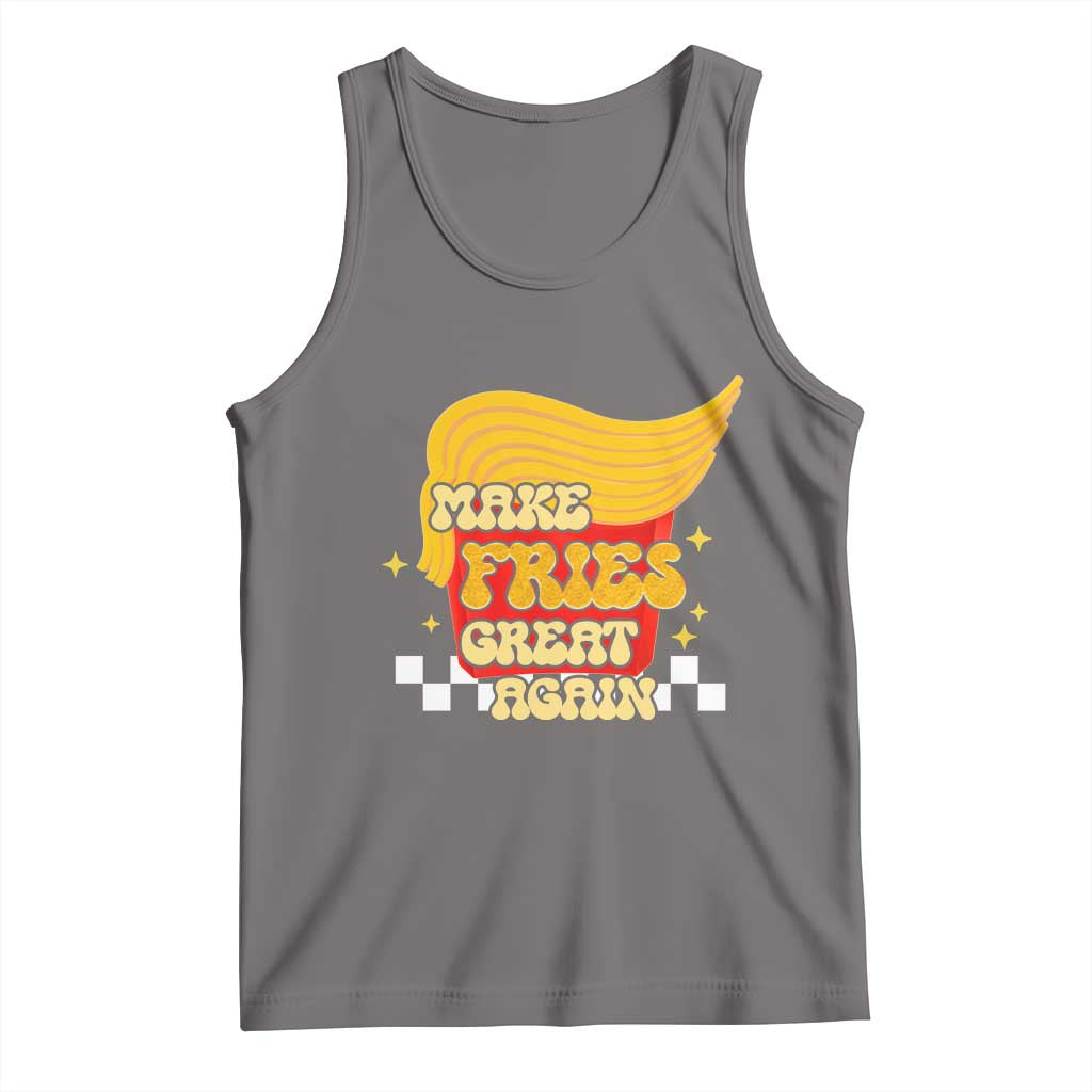 Funny Fries Tank Top Make Fries Great Again Checkered TS10 Deep Heather Print Your Wear