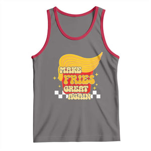 Funny Fries Tank Top Make Fries Great Again Checkered TS10 Deep Heather Red Print Your Wear