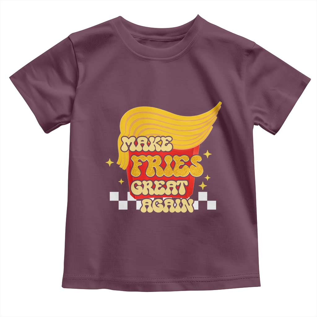 Funny Fries Toddler T Shirt Make Fries Great Again Checkered TS10 Maroon Print Your Wear