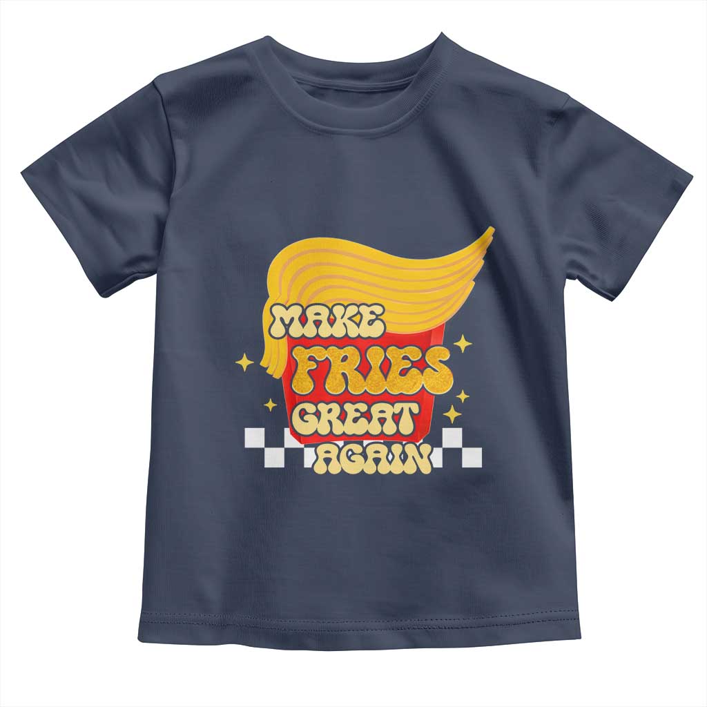 Funny Fries Toddler T Shirt Make Fries Great Again Checkered TS10 Navy Print Your Wear