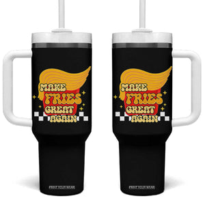 Funny Fries Tumbler With Handle Make Fries Great Again Checkered TS10 One Size: 40 oz Black Print Your Wear