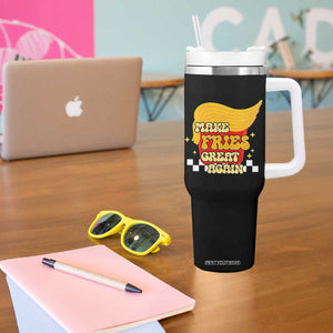 Funny Fries Tumbler With Handle Make Fries Great Again Checkered TS10 Print Your Wear
