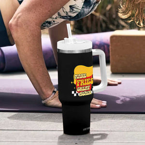 Funny Fries Tumbler With Handle Make Fries Great Again Checkered TS10 Print Your Wear