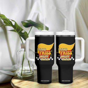 Funny Fries Tumbler With Handle Make Fries Great Again Checkered TS10 Print Your Wear