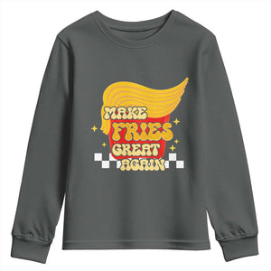 Funny Fries Youth Sweatshirt Make Fries Great Again Checkered TS10 Dark Heather Print Your Wear