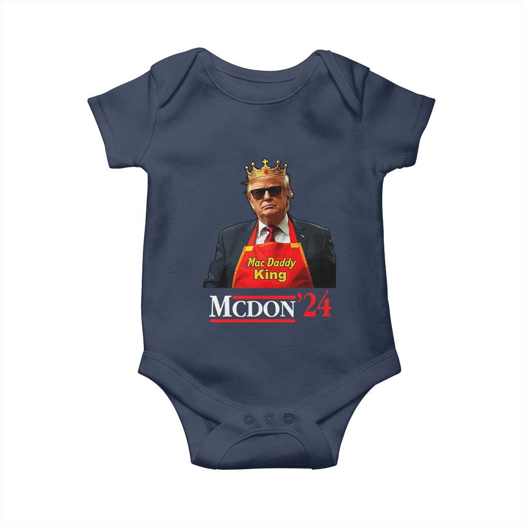 Funny Trump 2024 Baby Onesie Mac Daddy King McDon '24 TS10 Navy Print Your Wear