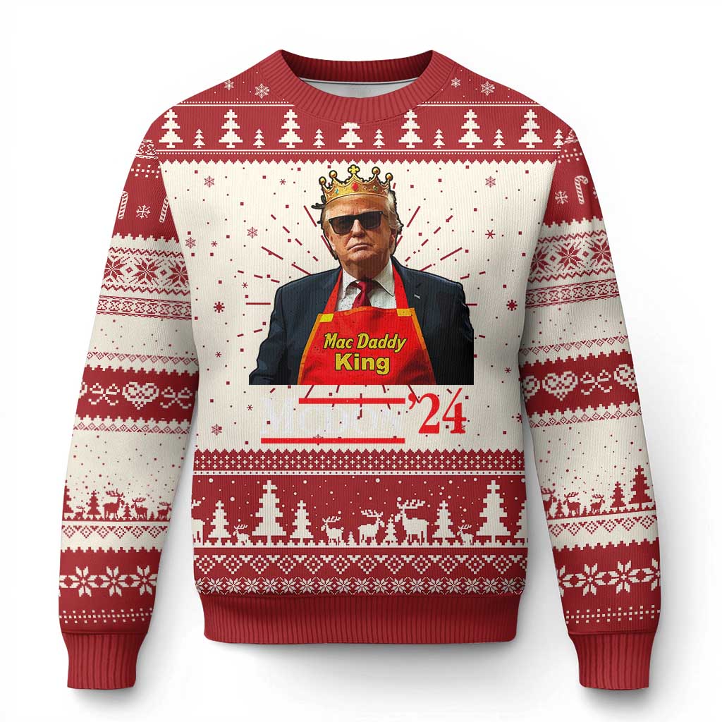 Funny Trump 2024 Ugly Christmas Sweater Mac Daddy King McDon '24 TS10 Red Print Your Wear