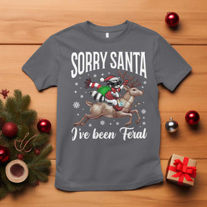 Christmas Raccoon T Shirt Sorry Santa I've Been Feral Funny Weird Xmas Gifts TS10 Charcoal Print Your Wear