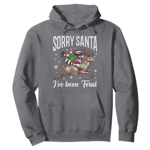 Christmas Raccoon Hoodie Sorry Santa I've Been Feral Funny Weird Xmas Gifts TS10 Charcoal Print Your Wear