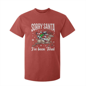 Christmas Raccoon T Shirt For Kid Sorry Santa I've Been Feral Funny Weird Xmas Gifts TS10 Red Print Your Wear