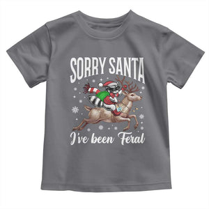 Christmas Raccoon Toddler T Shirt Sorry Santa I've Been Feral Funny Weird Xmas Gifts TS10 Charcoal Print Your Wear