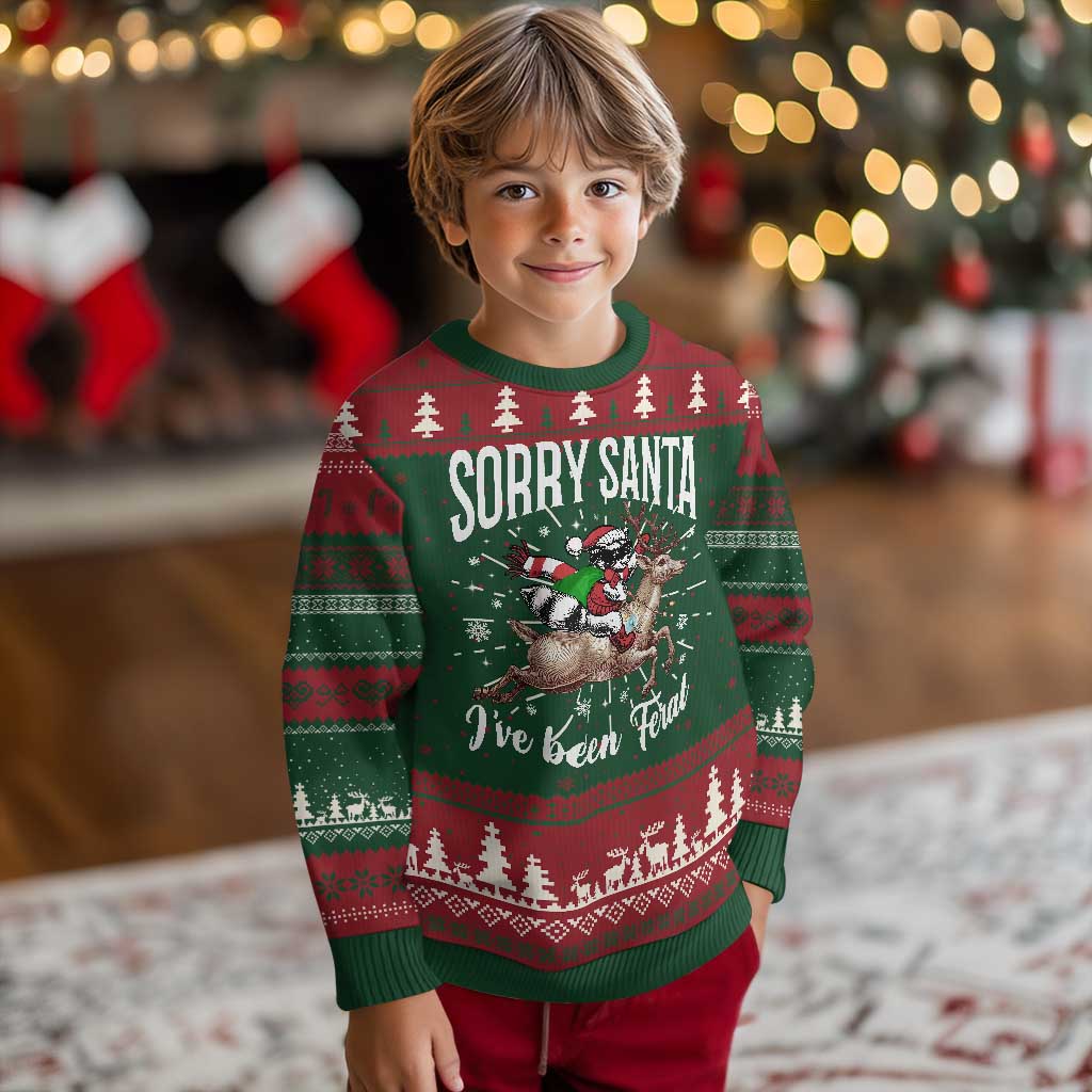 Raccoon Ugly Christmas Sweater Sorry Santa I've Been Feral Funny Weird Xmas Gifts TS10 Christmas Print Your Wear