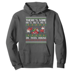 Funny Christmas Hoodie There's Some Horrors In This House Sexy Santa Claus Ugly Xmas TS10 Dark Heather Print Your Wear