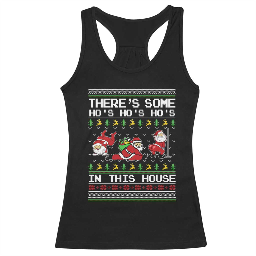 Funny Christmas Racerback Tank Top There's Some Horrors In This House Sexy Santa Claus Ugly Xmas TS10 Black Print Your Wear