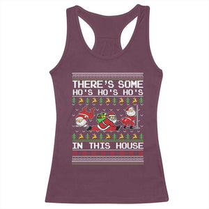 Funny Christmas Racerback Tank Top There's Some Horrors In This House Sexy Santa Claus Ugly Xmas TS10 Maroon Print Your Wear