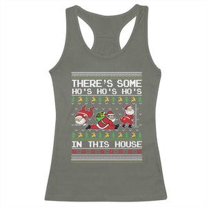 Funny Christmas Racerback Tank Top There's Some Horrors In This House Sexy Santa Claus Ugly Xmas TS10 Military Green Print Your Wear