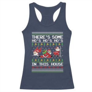Funny Christmas Racerback Tank Top There's Some Horrors In This House Sexy Santa Claus Ugly Xmas TS10 Navy Print Your Wear