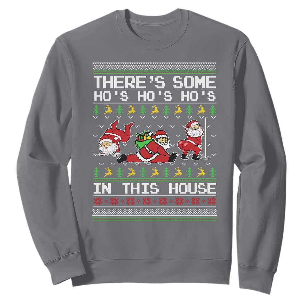 Funny Christmas Sweatshirt There's Some Horrors In This House Sexy Santa Claus Ugly Xmas TS10 Charcoal Print Your Wear