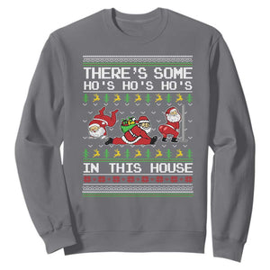 Funny Christmas Sweatshirt There's Some Horrors In This House Sexy Santa Claus Ugly Xmas TS10 Charcoal Print Your Wear
