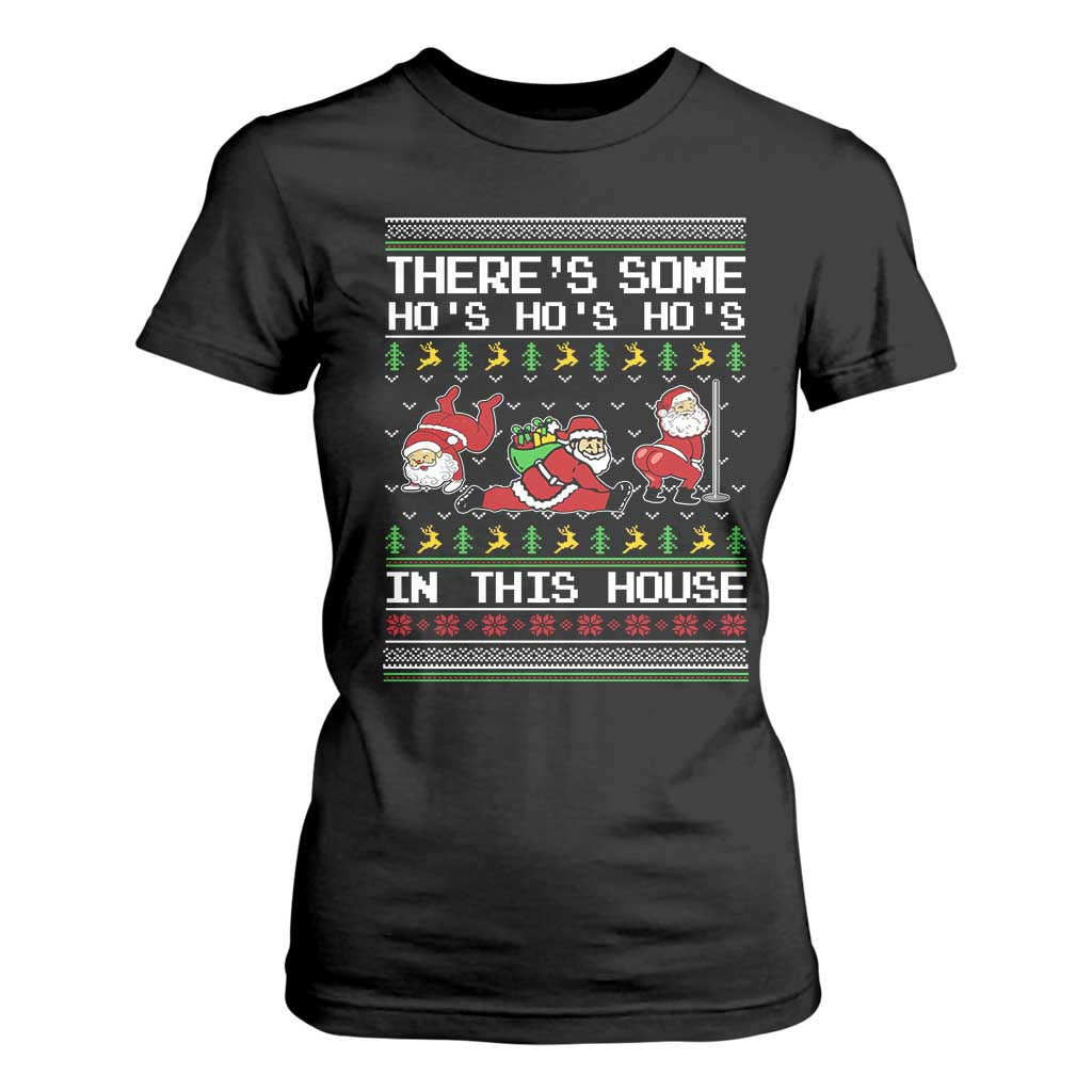 Funny Christmas T Shirt For Women There's Some Horrors In This House Sexy Santa Claus Ugly Xmas TS10 Black Print Your Wear