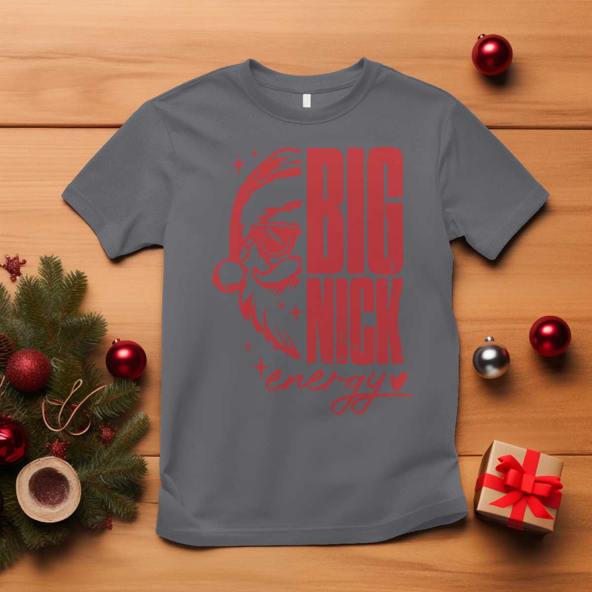 Christmas Santa T Shirt Fun Retro Big Nick Energy TS10 Charcoal Print Your Wear
