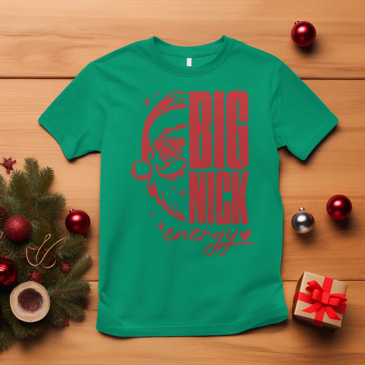 Christmas Santa T Shirt Fun Retro Big Nick Energy TS10 Irish Green Print Your Wear