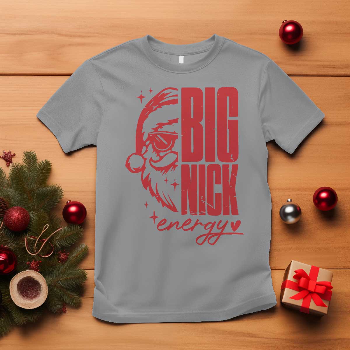 Christmas Santa T Shirt Fun Retro Big Nick Energy TS10 Sport Gray Print Your Wear
