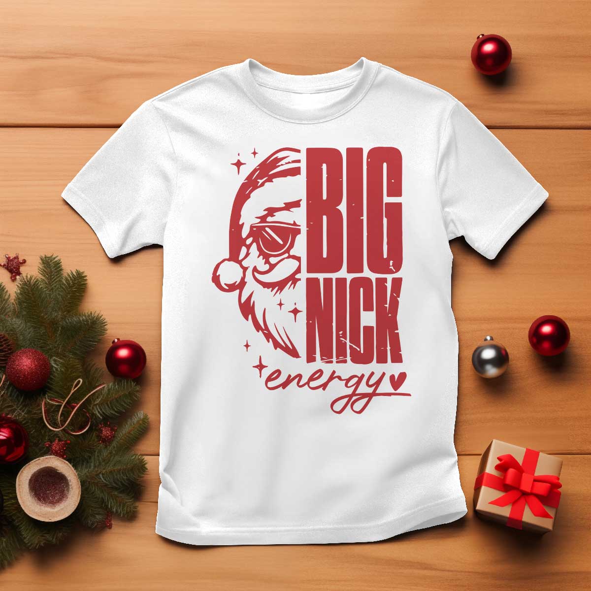 Christmas Santa T Shirt Fun Retro Big Nick Energy TS10 White Print Your Wear
