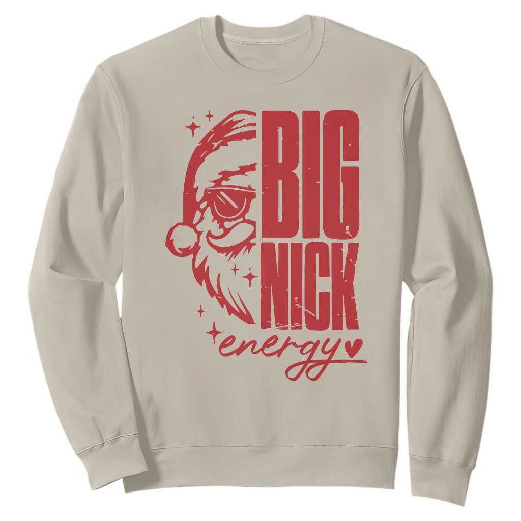 Christmas Santa Sweatshirt Fun Retro Big Nick Energy TS10 Sand Print Your Wear