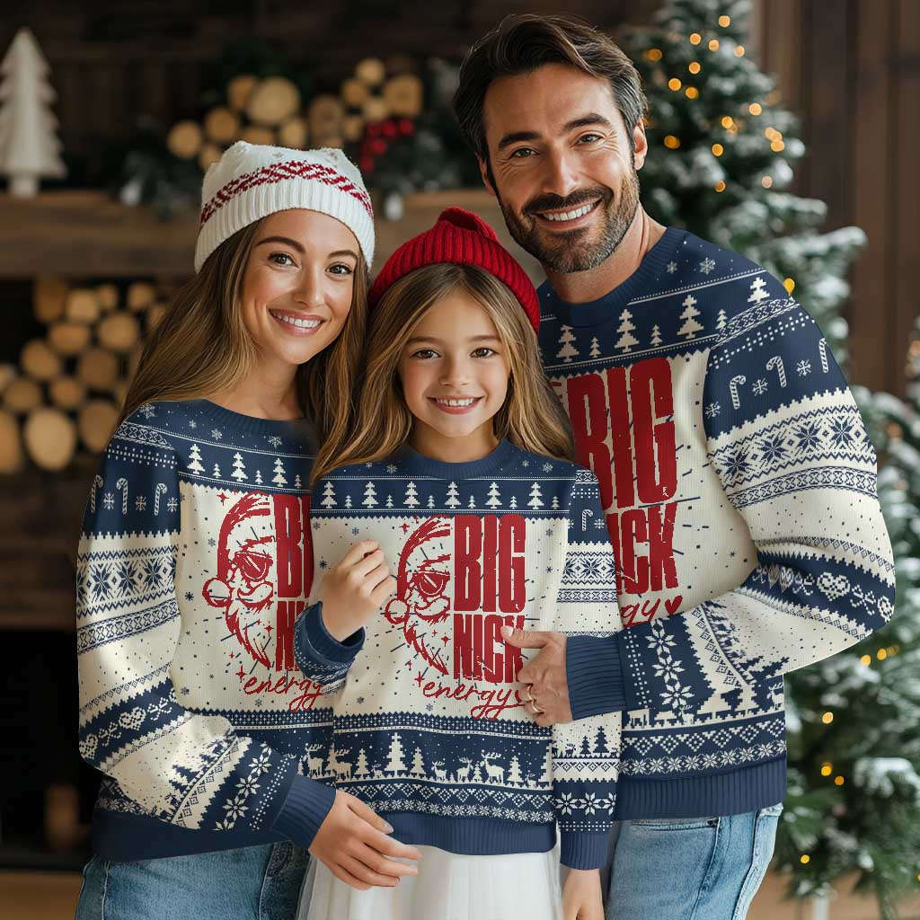 Santa Ugly Christmas Sweater Fun Retro Big Nick Energy TS10 Navy Print Your Wear