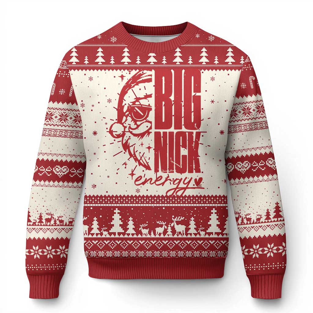 Santa Ugly Christmas Sweater Fun Retro Big Nick Energy TS10 Red Print Your Wear