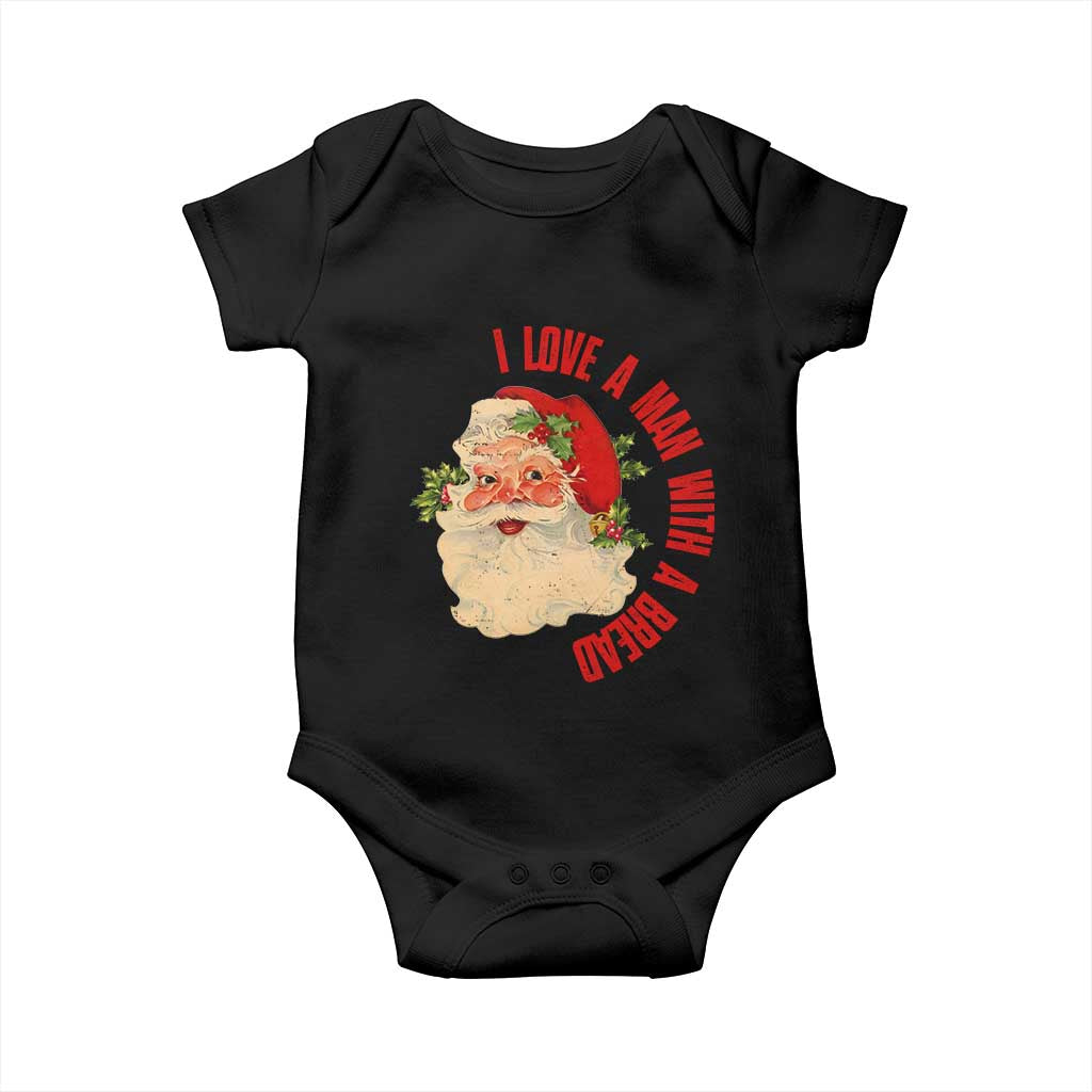 Christmas Santa Baby Onesie Fun Retro I Love A Man With A Beard TS10 Black Print Your Wear