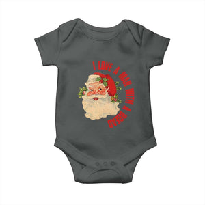 Christmas Santa Baby Onesie Fun Retro I Love A Man With A Beard TS10 Dark Heather Print Your Wear