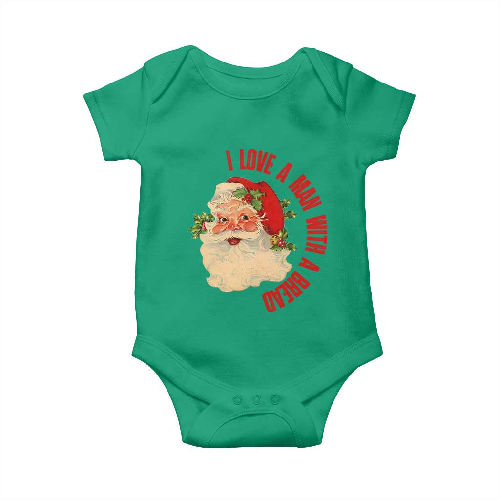 Christmas Santa Baby Onesie Fun Retro I Love A Man With A Beard TS10 Irish Green Print Your Wear