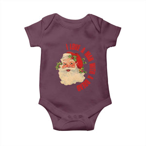 Christmas Santa Baby Onesie Fun Retro I Love A Man With A Beard TS10 Maroon Print Your Wear