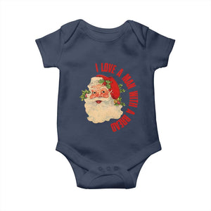 Christmas Santa Baby Onesie Fun Retro I Love A Man With A Beard TS10 Navy Print Your Wear