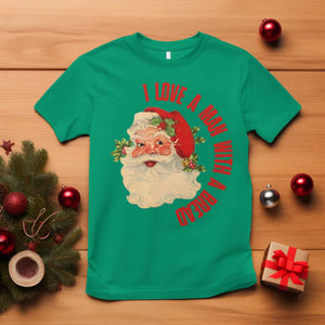 Christmas Santa T Shirt Fun Retro I Love A Man With A Beard TS10 Irish Green Print Your Wear