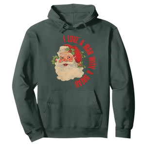 Christmas Santa Hoodie Fun Retro I Love A Man With A Beard TS10 Dark Forest Green Print Your Wear