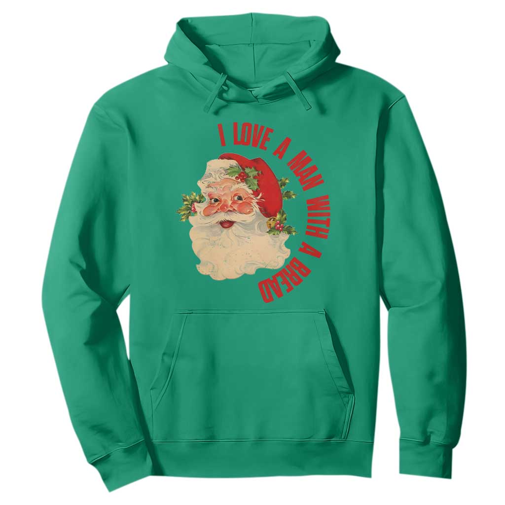 Christmas Santa Hoodie Fun Retro I Love A Man With A Beard TS10 Irish Green Print Your Wear