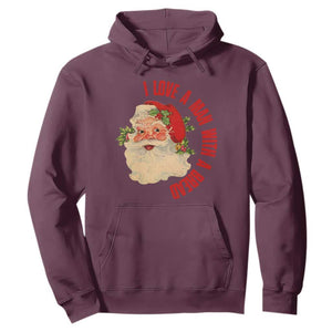 Christmas Santa Hoodie Fun Retro I Love A Man With A Beard TS10 Maroon Print Your Wear