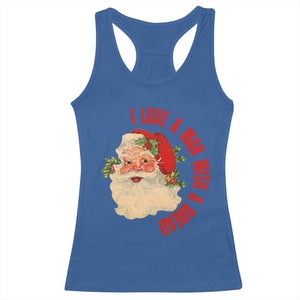 Christmas Santa Racerback Tank Top Fun Retro I Love A Man With A Beard TS10 Royal Blue Print Your Wear