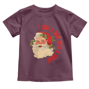 Christmas Santa Toddler T Shirt Fun Retro I Love A Man With A Beard TS10 Maroon Print Your Wear