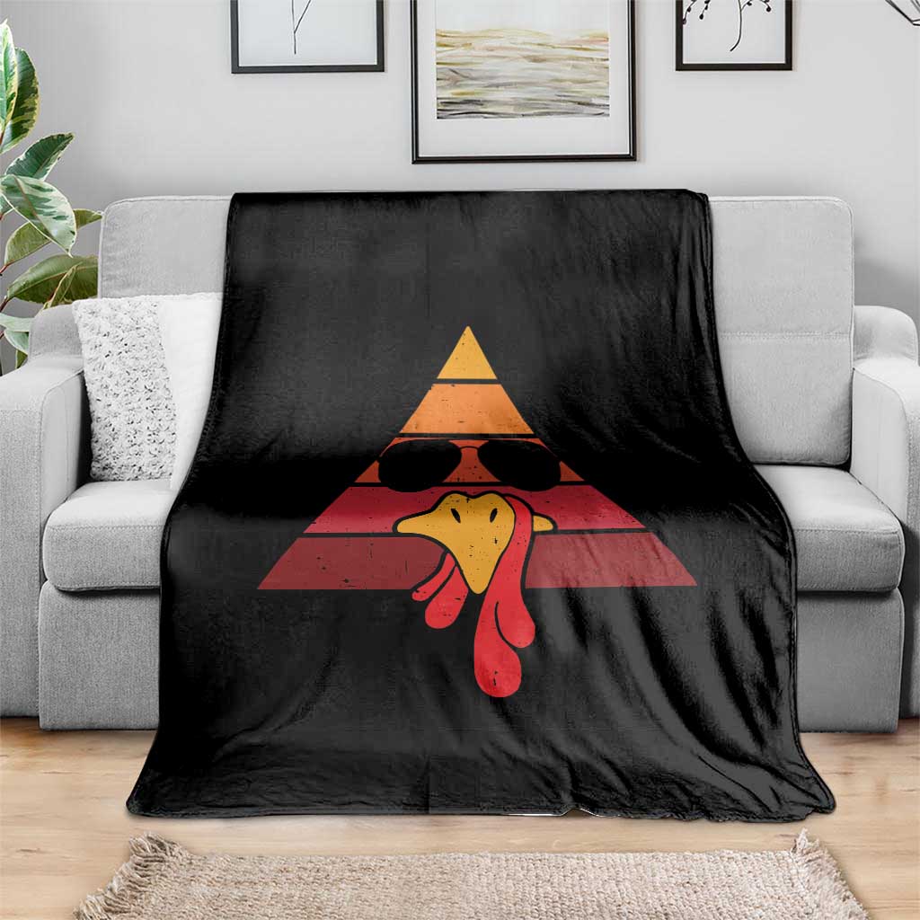 Funny Thanksgiving Throw Blanket Cool Turkey Face With Sunglasses Face Vintage Retro TS10 Print Your Wear