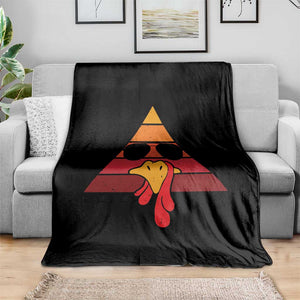 Funny Thanksgiving Throw Blanket Cool Turkey Face With Sunglasses Face Vintage Retro TS10 Print Your Wear