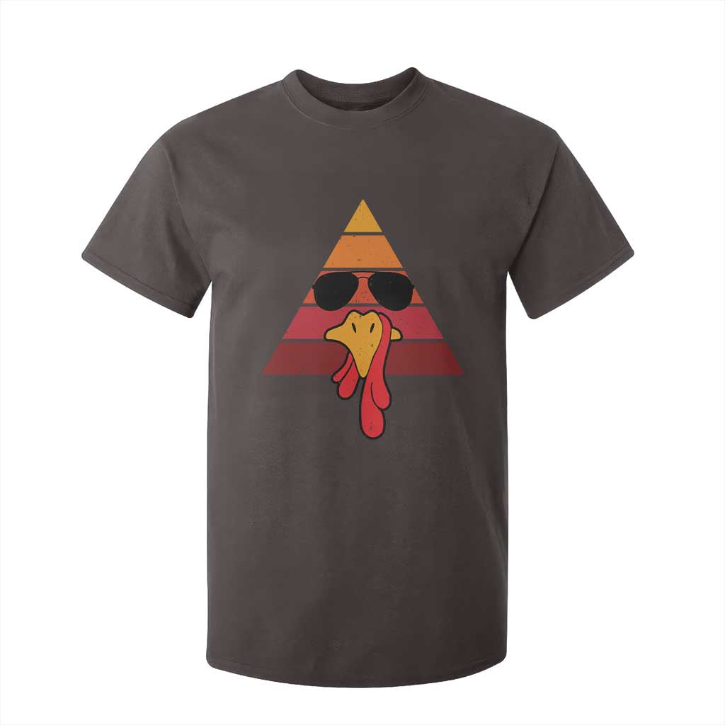Funny Thanksgiving T Shirt For Kid Cool Turkey Face With Sunglasses Face Vintage Retro TS10 Dark Chocolate Print Your Wear