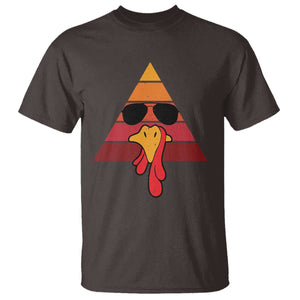Funny Thanksgiving T Shirt Cool Turkey Face With Sunglasses Face Vintage Retro TS10 Dark Chocolate Print Your Wear