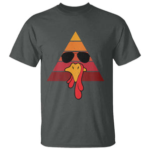 Funny Thanksgiving T Shirt Cool Turkey Face With Sunglasses Face Vintage Retro TS10 Dark Heather Print Your Wear